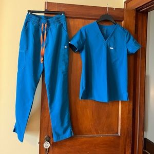 Figs Alps Blue scrub set small regular high waist scrunched Yola small Catarina